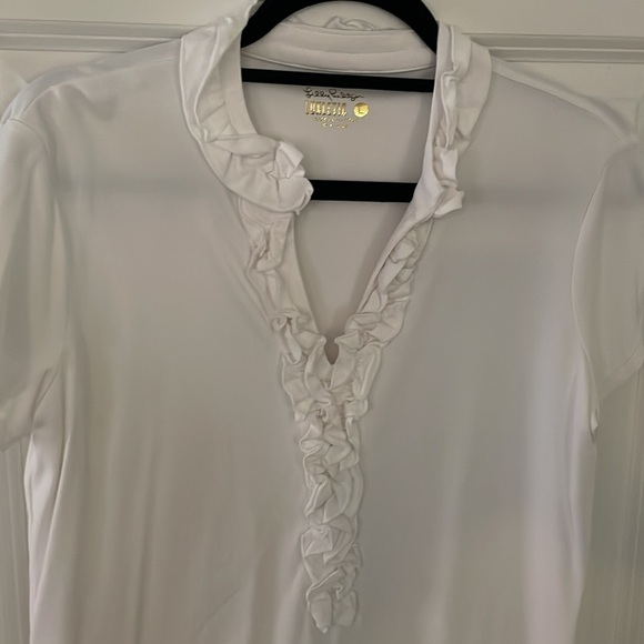 Lilly Pulitzer UPF 50 Luxletic Frida Ruffle Polo Top - Picture 4 of 9